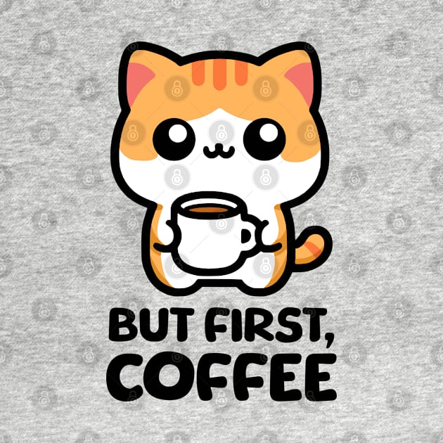 But First Coffee! Cute Coffee Cat by Cute And Punny